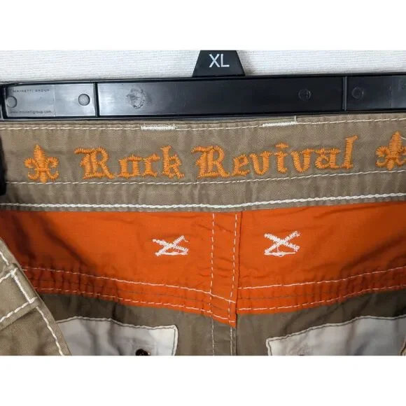 Rock Revival Classic Cargo Shorts Brown Men's Size 38